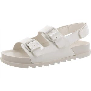 Wild Pair Mystick Buckle White Patent Slingback Sandals Sz 8 BNWB